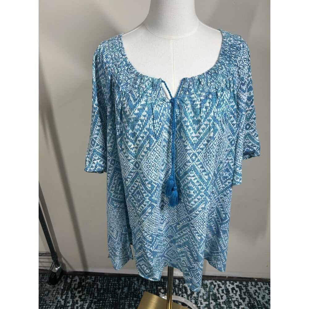 Catherine's Women's Pullover Plus 4X Multicolor Artsy Short Sleeve 250